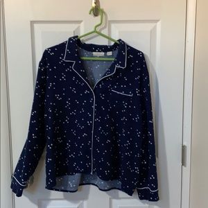 Nordstrom Lingerie Flannel Button Up Pajama Top